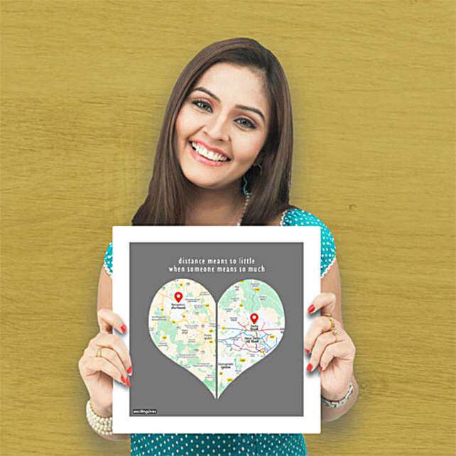 Buy/Send City Heart Map Personalised Frame Online- FNP