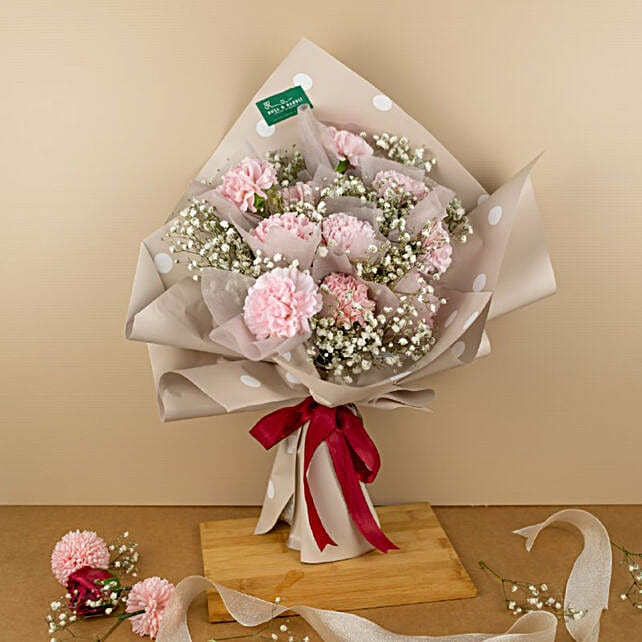 Carnations And Baby Breath Bouquet malaysia Gift Carnations And Baby