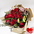 Red Rose Bunch With Red Ribbon