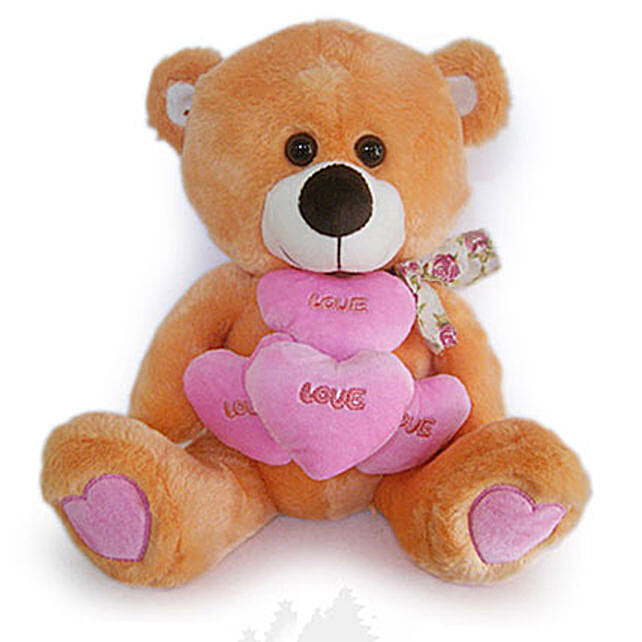 Gift Brown Teddy Bear With Four Pink 