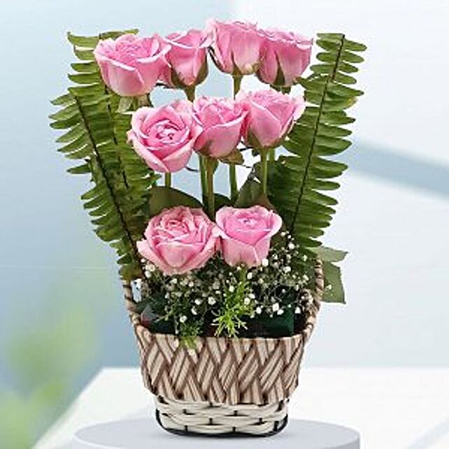 Blushing Beauty Rosey Basket nepal | Gift Blushing Beauty Rosey Basket- FNP