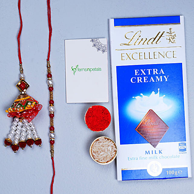 Attractive Bhaiya Bhabhi Rakhi And Lindt Chocolate netherlands Gift