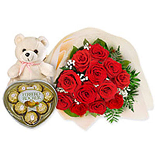 amor bear roses