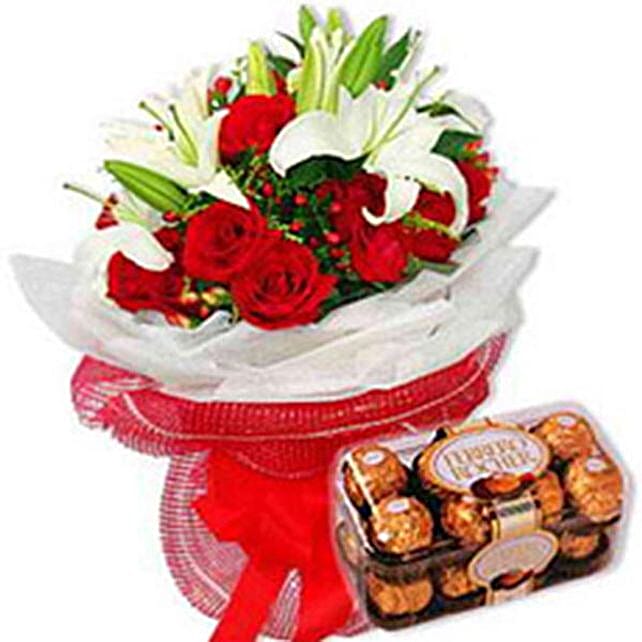 Beautiful Flower Bunch And Chocolates philippines Gift Beautiful