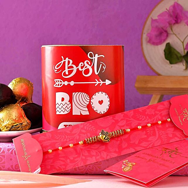 Lord Ganesha Rakhi And Handmade Chocolate Truffles qatar Gift Lord