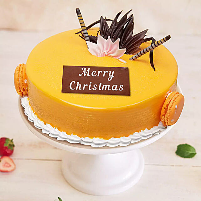 Merry Christmas Mango Flavour Cake qatar Gift Merry Christmas Mango