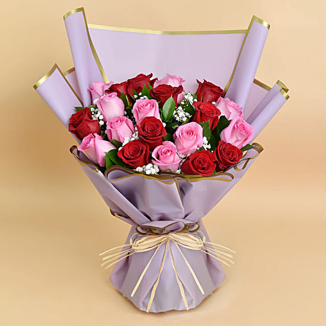 Love Expressions Pink and Red Roses Bouquet qatar | Gift Love ...