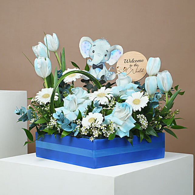 It's a Boy Flower Arrangement qatar Gift It's a Boy Flower