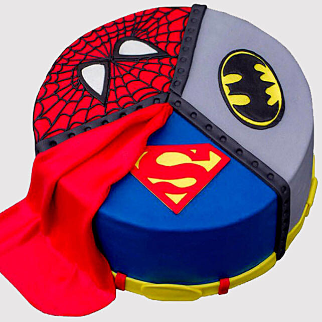 Superheroes Logo Fondant Cake qatar Gift Superheroes Logo Fondant