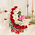 Red Roses With Ferrero Rocher Arrangement In Round FNP Box