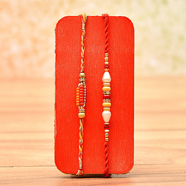 Red And Yellow Attractive Rakhi Set Saudi-arabia 