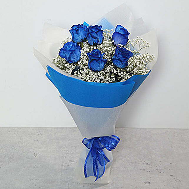 Bouquet Of Blue Roses Singapore Gift Order Blue Roses Beautiful Bouquet In Dubai Ferns N Petals