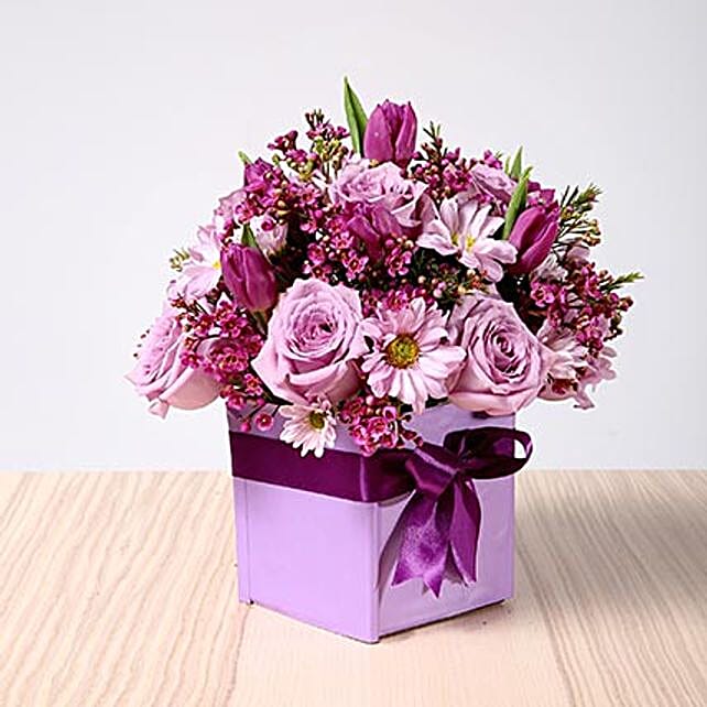 Purple Flowers Vase Arrangement singapore Gift Purple Flowers Vase