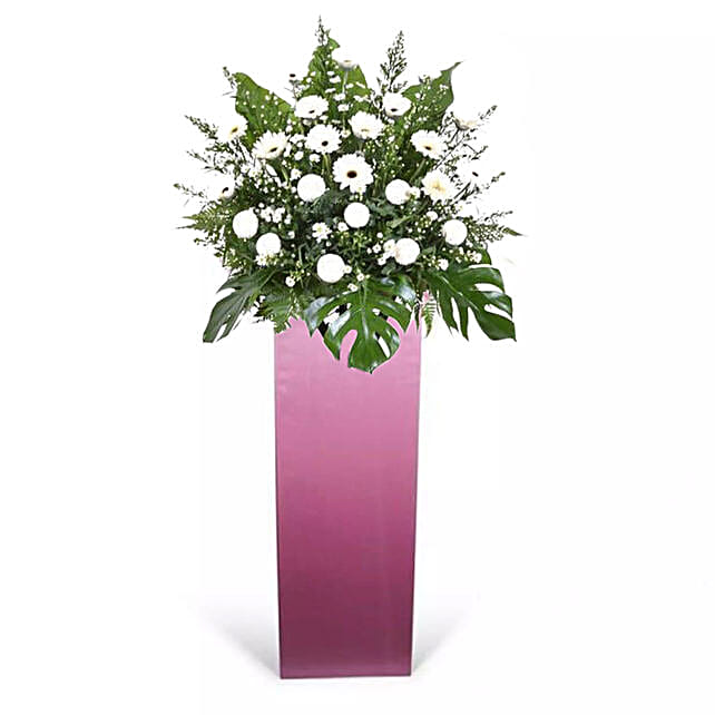 Pleasant White Flower Stand singapore Gift Pleasant White Flower