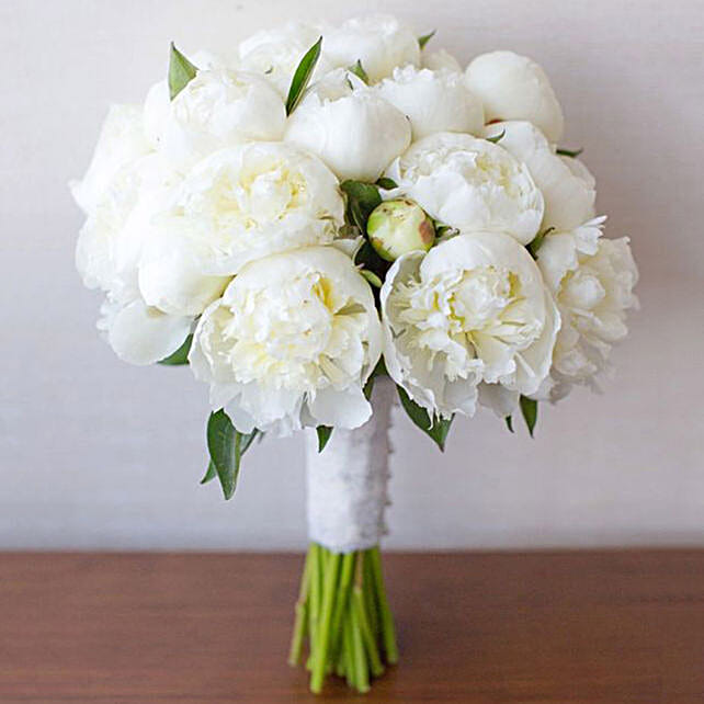White Peonies Bouquet - Ferns N Petals