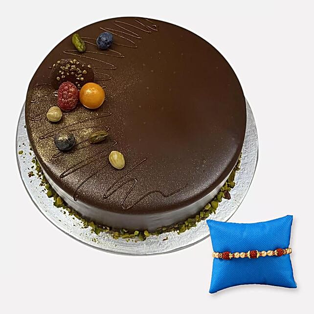 Rudraksha Rakhi & Chocolate Cake singapore Gift Rudraksha Rakhi