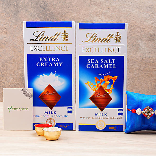 Appealing Floral Rakhi And 2 Lindt Chocolates southafrica Gift