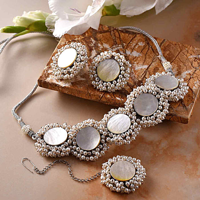 Gift Silver Oxidised Mother Of Pearl 