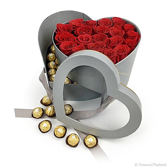 2 Layer Box Of Chocolates And Roses thailand Gift 2 Layer Box Of