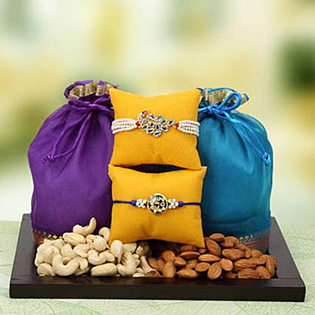 Blue potli full of dry fruits uae | Gift Blue potli full of dry fruits- FNP