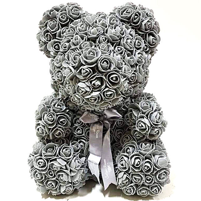 grey rose teddy bear