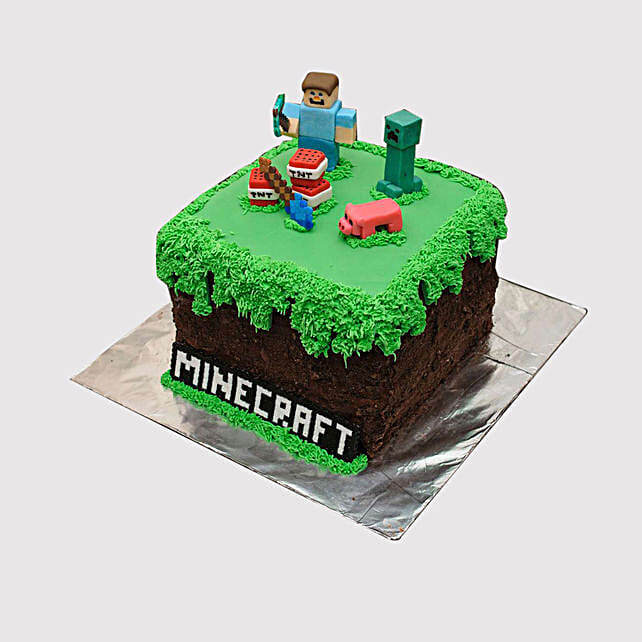 Designer Minecraft Themed Marble Cake Uae Gift Designer Minecraft Themed Marble Cake Ferns N Petals