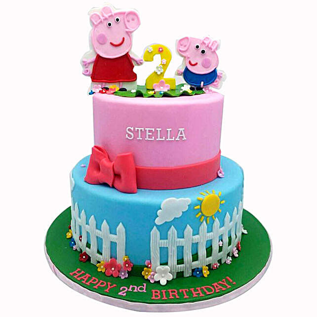 Gift 2 Layered Peppa Pig Vanilla Cake Ferns N Petals