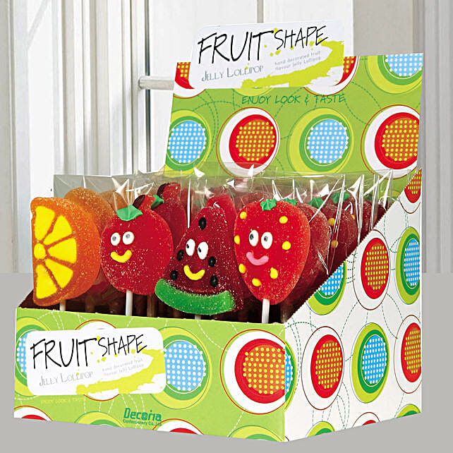 Fruit Shaped Jelly Lollipops 24 Pcs uae Gift Fruit Shaped Jelly