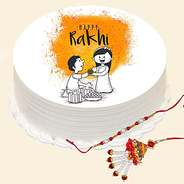 Lumba Set and Happy Rakhi Cake uae | Gift Lumba Set and Happy Rakhi Cake-  FNP