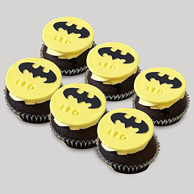 Batman Designer Chocolate Cupcakes Set Of 6 uae | Gift Batman Designer  Chocolate Cupcakes Set Of 6- FNP