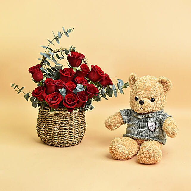 Basket Full of Love and Teddy uae Gift Basket Full of Love and Teddy FNP