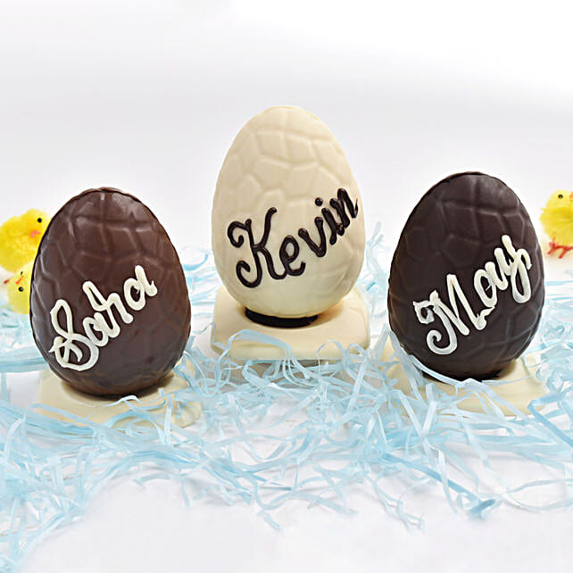 Personalised Easter Milk Chocolate And White Chocolate Eggs uae Gift