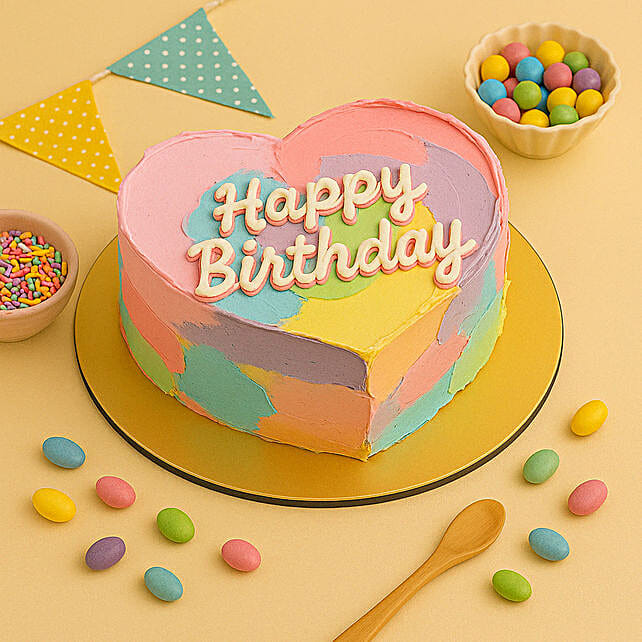 Colorful Heart Shaped Birthday Cake uae | Gift Colorful Heart Shaped ...