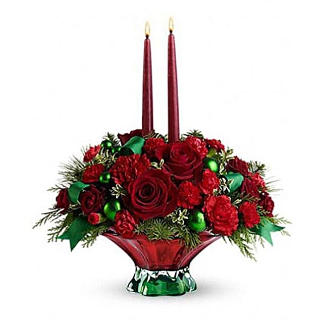 Teleflora Christmas Centerpiece 2022 Joyful Christmas Centerpiece Uk | Gift Joyful Christmas Centerpiece- Ferns  N Petals