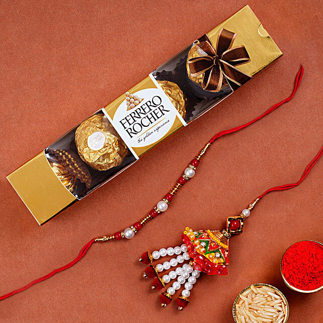 Attractive Bhaiya Bhabhi Rakhi And Pcs Ferrero Rocher Uk Gift