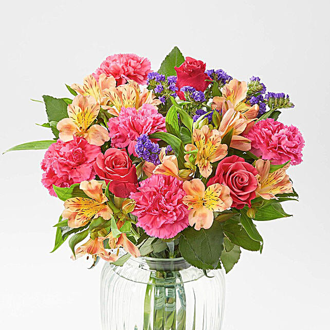 Vibrant Roses And Carnations Bouquet uk Gift Vibrant Roses And