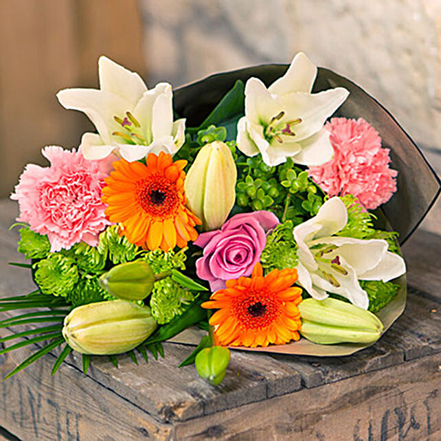 Bouquet Of Lilies Chrysanthemums And Carnations uk Gift Bouquet Of