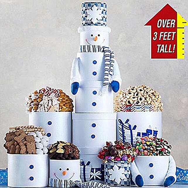 3 Foot Snowman Gift Tower Usa Gift 3 Foot Snowman Gift Tower Ferns N Petals