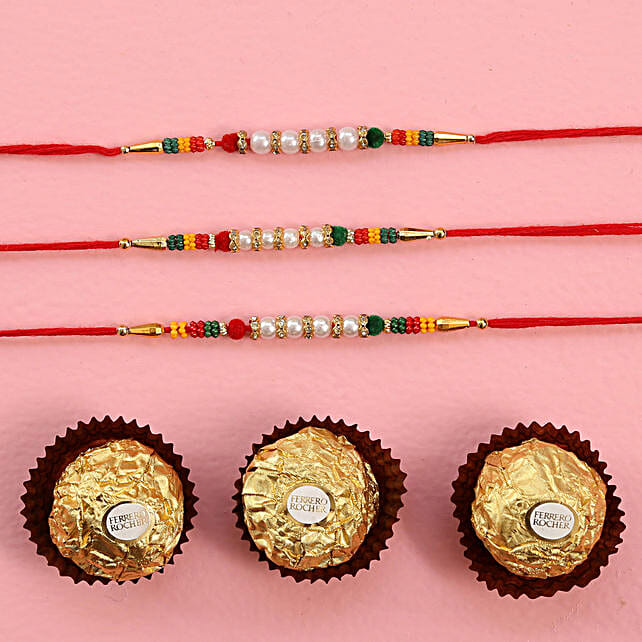 Embellished Rakhis With Ferrero Rocher usa | Gift Embellished Rakhis ...