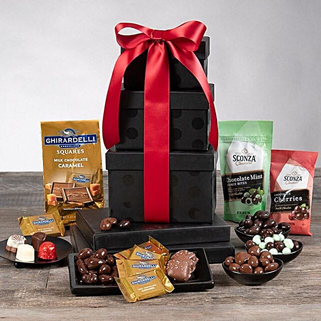 Festive Gourmet Chocolate Gift Tower usa Gift Festive Gourmet