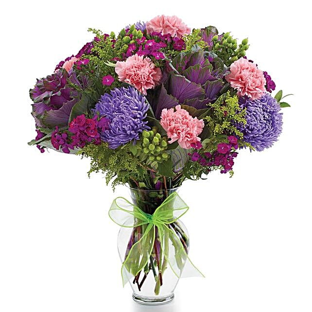 Mesmerising Assorted Flowers Vase Arrangement usa Gift Mesmerising