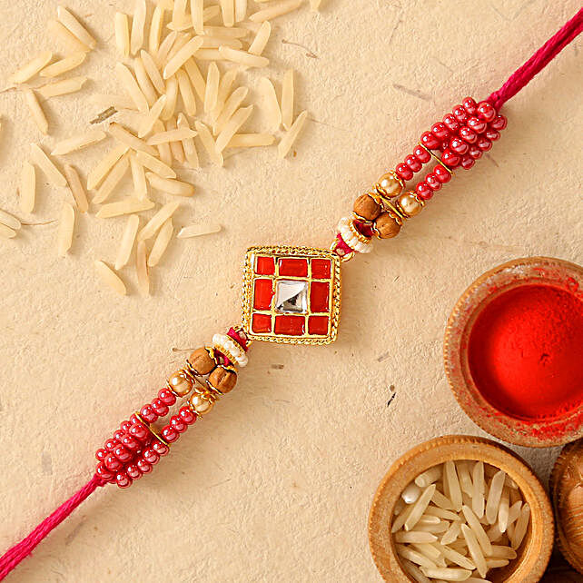 Square Stone American Diamond Rakhi usa | Gift Square Stone American ...