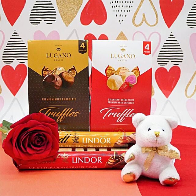 Valentines Day Chocolates With Teddy And Rose usa | Gift Valentines Day ...