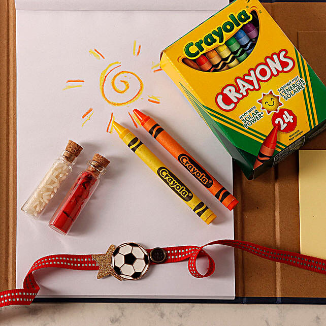 Sneh Football Rakhi & Crayola Set usa | Gift Sneh Football Rakhi ...