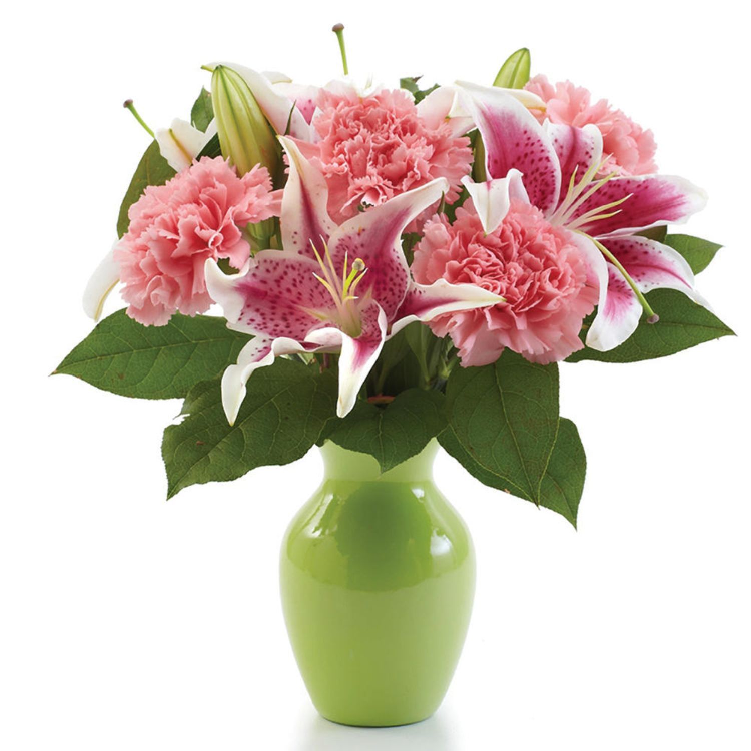 Pink Lilies And Carnations Vase Arrangement usa | Gift Pink Lilies And ...