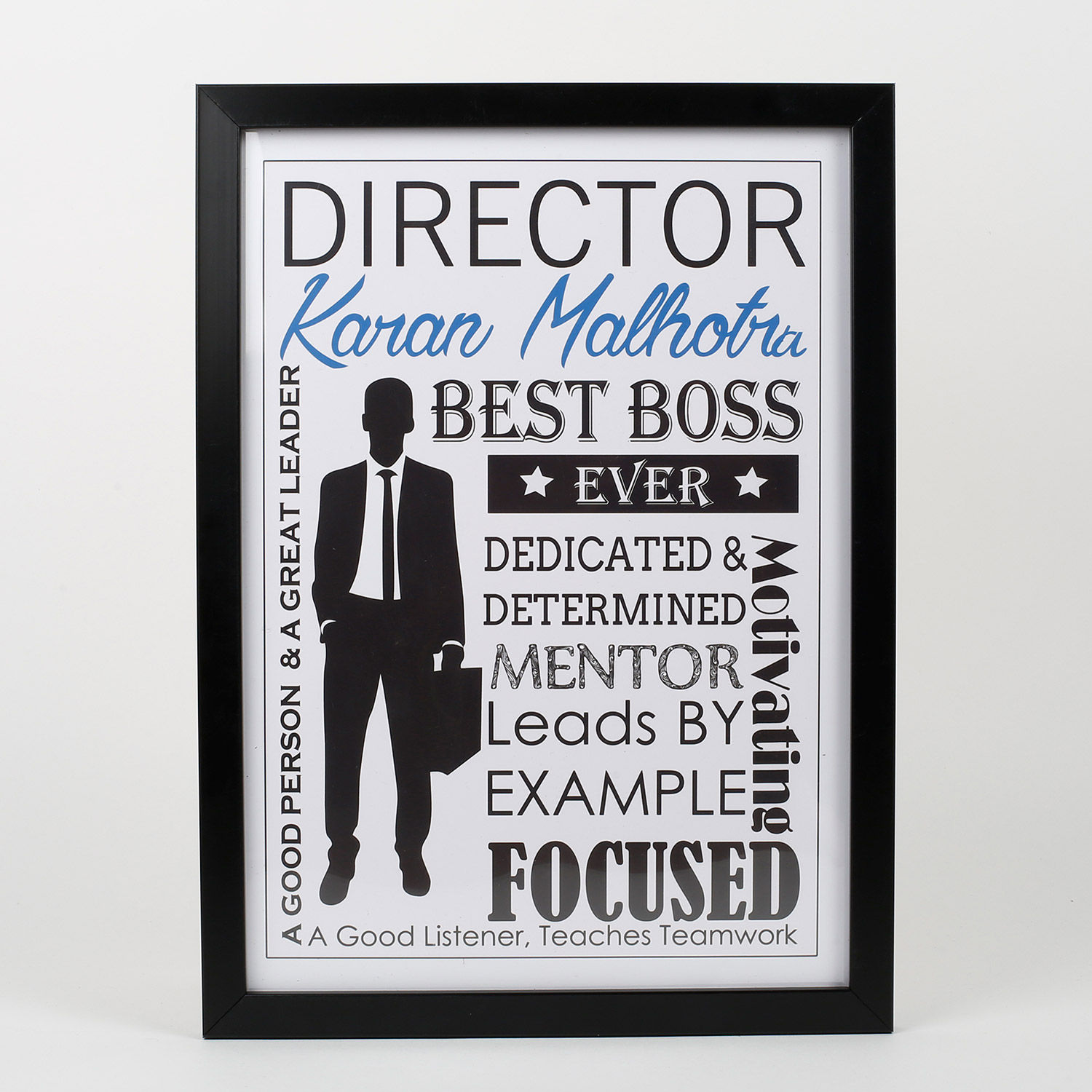 Personalised Black Acrylic Frame Best Boss Ever Gift Personalised