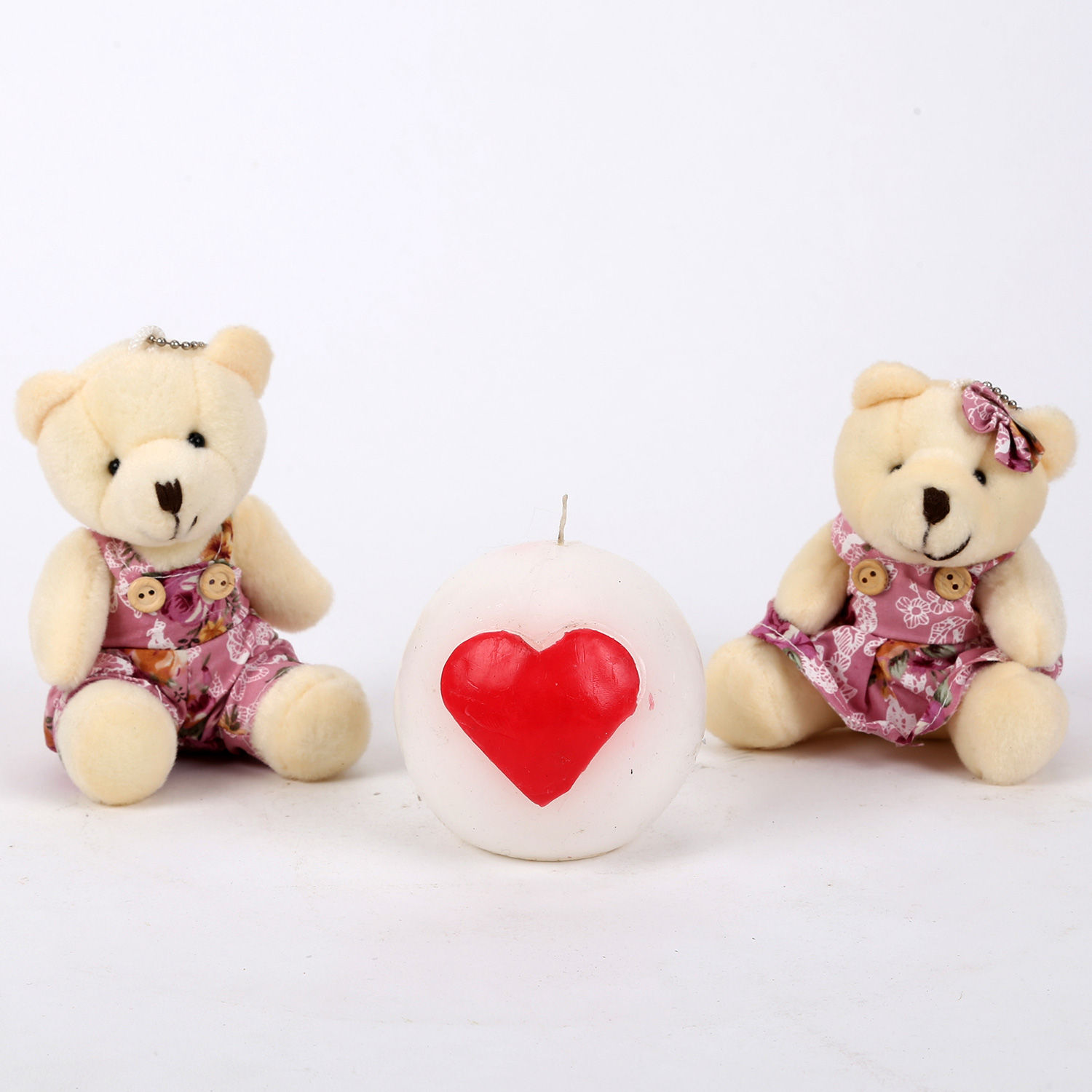 Buy/Send Teddy Bears & Ball Candles in Pink Box Online- Ferns N Petals