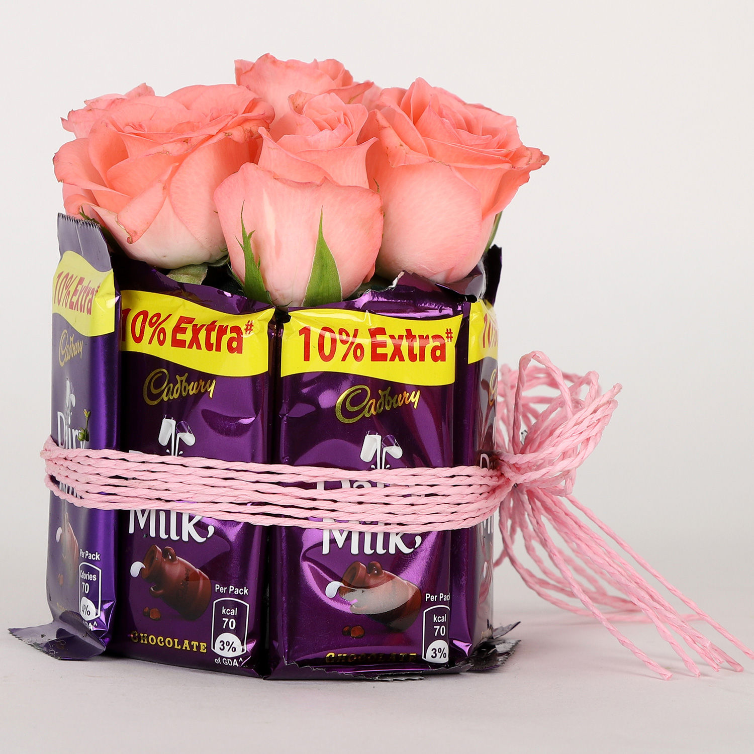 Buy/Send Dairy Milk & Pink Roses Arrangement Online Ferns N Petals