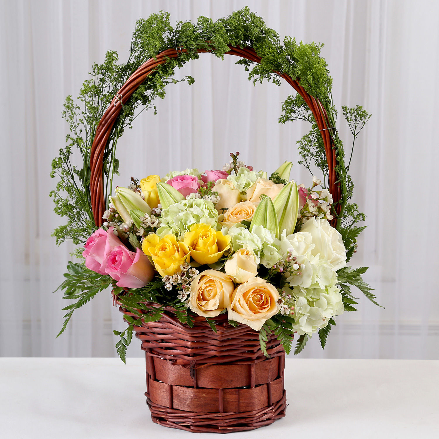 Buy/Send Floral Delight Basket Arrangement Online- Ferns N Petals