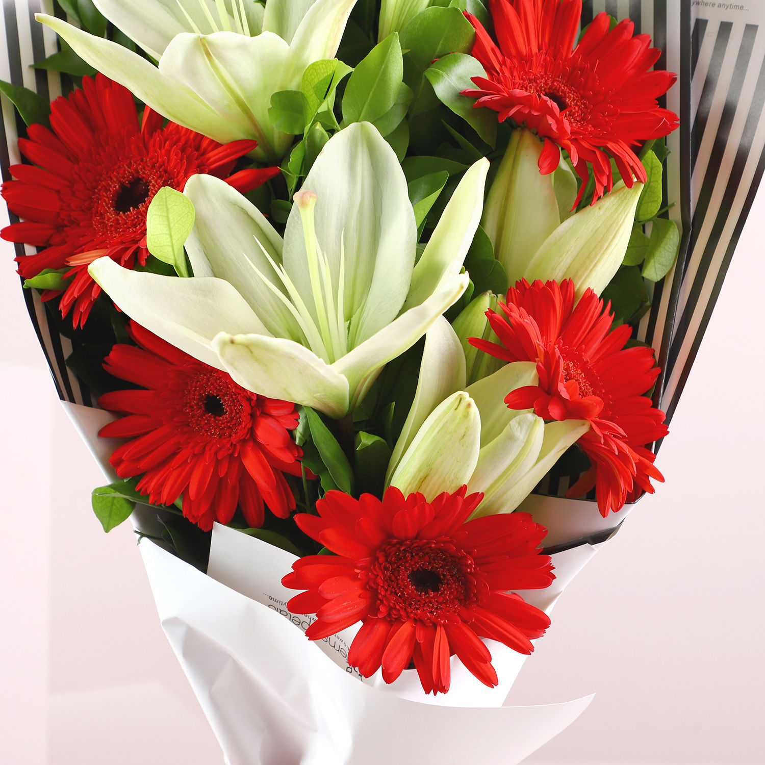 Buy/Send Gerberas Asiatic Lilies Bouquet Online Ferns N Petals